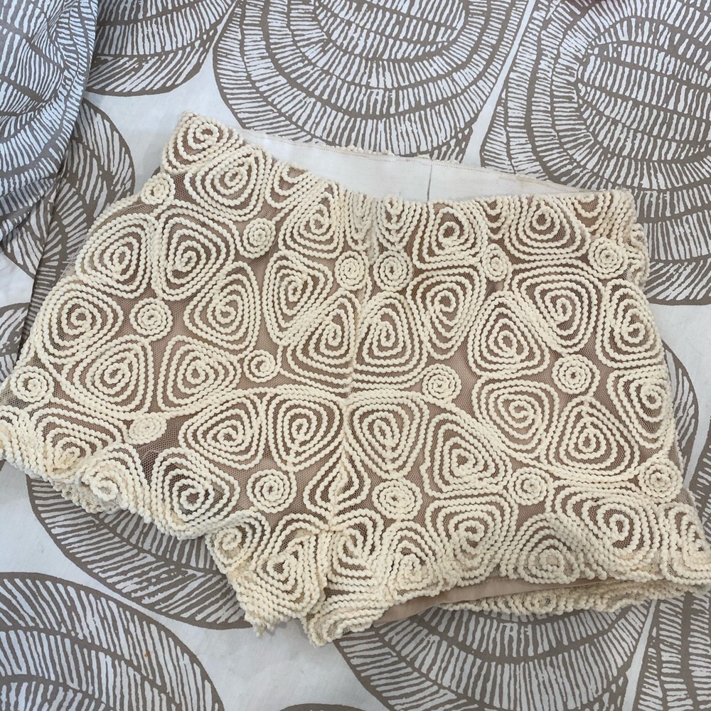 White Textured Shorts